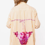 Orange Stripe Pink Paillette Bikini Tunic | Queen Of Sparkles