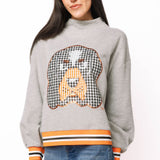 Licensed Tennessee Grey Gingham Mascot Mock Neck Sweatshirt | Queen Of Sparkles