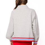 Licensed Ole Miss Grey Gingham Mascot Mock Neck Sweatshirt | Queen Of Sparkles