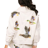Ivory Flying Ducks Mock Neck Sweatshirt | Queen Of Sparkles