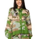 Green Camo Ducks Flying Button Up Cardigan | Queen Of Sparkles