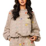 Quilted Floral QOS Card Logo Sweatshirt | Queen Of Sparkles
