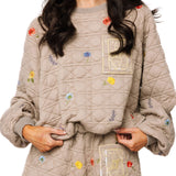 Quilted Floral QOS Card Logo Sweatshirt | Queen Of Sparkles