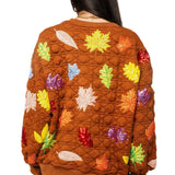 Brown Multi Leaf Quilted QOS Card Sweatshirt | Queen Of Sparkles