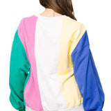 Multi Colorblock Stripe QOS Card Logo Sweatshirt | Queen Of Sparkles