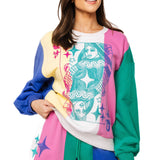 Multi Colorblock Stripe QOS Card Logo Sweatshirt | Queen Of Sparkles