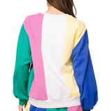 Multi Colorblock Stripe QOS Card Logo Sweatshirt | Queen Of Sparkles