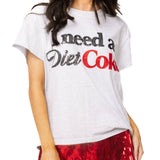 Licensed Grey "I Need A Diet Coke" Tee | Queen Of Sparkles