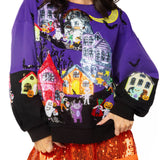 Purple Trick Or Treat Halloween Scene Sweatshirt | Queen Of Sparkles
