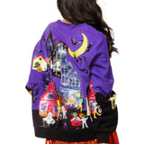 Purple Trick Or Treat Halloween Scene Sweatshirt | Queen Of Sparkles