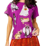 Purple Halloween Dogs In Costumes Tee | Queen Of Sparkles