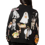 Black Halloween Dogs In Costumes Mockneck Sweatshirt | Queen Of Sparkles