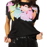 Black Multi Gingham Ghost Patch Tee | Queen Of Sparkles