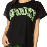 Black & Neon Green Spider Web 'Spooky' Tee | Queen Of Sparkles