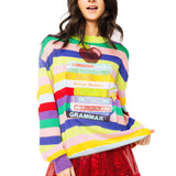 Multi Stripe School Books & Apple Sweater | Queen Of Sparkles