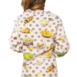 Ivory Flower Print Thanksgiving Meal Button Up Cardigan | Queen Of Sparkles