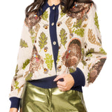 Navy Trim Turkey, Leaf & Acorn Button Up Cardigan | Queen Of Sparkles
