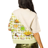 Ivory & Green Gingham Colorblock Thanksgiving Meal Knit Top | Queen Of Sparkles