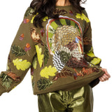 Olive Green Multi Turkey And Leaves Sweatshirt | Queen Of Sparkles