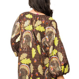 Brown Plaid Turkey & Leaves Button Up Long Sleeve Dress | Queen Of Sparkles