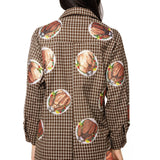 Brown Plaid Turkey On Plates Button Up Romper | Queen Of Sparkles