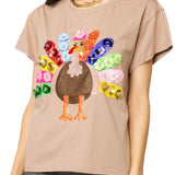 Light Brown Rainbow Flower Turkey Tee | Queen Of Sparkles