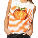 Ivory & Orange Striped Pumpkin Knit Tank | Queen Of Sparkles