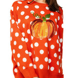 Orange Polka Dot Pumpkin Sweater | Queen Of Sparkles