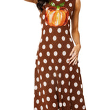 Brown Polka Dot Pumpkin Knit Midi Tank Dress | Queen Of Sparkles