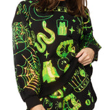 Black & Green Halloween Queen Icon Sweatshirt | Queen Of Sparkles