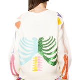 Ivory Multi Skeleton Button Up Cardigan | Queen Of Sparkles