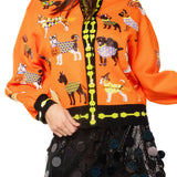 Orange Halloween Dogs Button Up Cardigan | Queen Of Sparkles