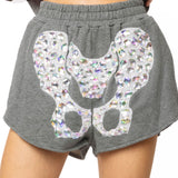 Charcoal Iridescent Jeweled Skeleton Short | Queen Of Sparkles