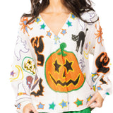 Ivory Halloween Icon Button Up Cardigan | Queen Of Sparkles