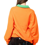 Orange Pumpkin Face Collar Sweatshirt | Queen Of Sparkles
