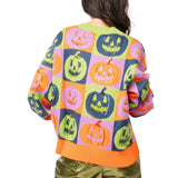 Multi Checkered Pumpkin Button Up Cardigan | Queen Of Sparkles