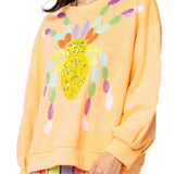 Light Orange Multi Oversized Spider On Web Sweatshirt | Queen Of Sparkles