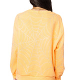 Light Orange Multi Oversized Spider On Web Sweatshirt | Queen Of Sparkles