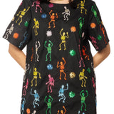 Black Multi Skeleton Cotton Dress | Queen Of Sparkles