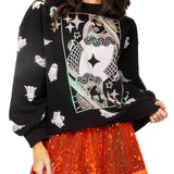 Black & White Ghost QOS Queen Card Sweatshirt | Queen Of Sparkles