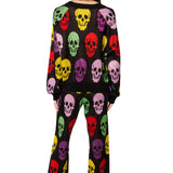 Black Multi Skull Button Rhinestone Cardigan | Queen Of Sparkles