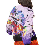 Lavender Multi Trick Or Treating Scene Cardigan | Queen Of Sparkles