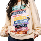 Beige School Books Sweatshirt | Queen Of Sparkles