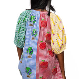 Colorblock Gingham Teacher Icon Button Up Cotton Dress | Queen Of Sparkles