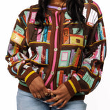 Brown Multi Library Books Cardigan | Queen Of Sparkles