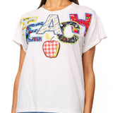 White Multi Fabric 'Teach' Apple Tee | Queen Of Sparkles