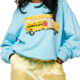 Aqua Flower School Bus Sweatshirt | Queen Of Sparkles