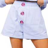 Dusty Blue Henley Jewel Button Short | Queen Of Sparkles