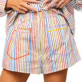 Rainbow Striped Pocket Cotton Short | Queen Of Sparkles