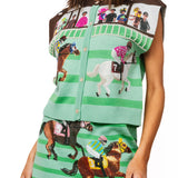 Multi Derby Race Scene Knit Button Up Vest | Queen Of Sparkles